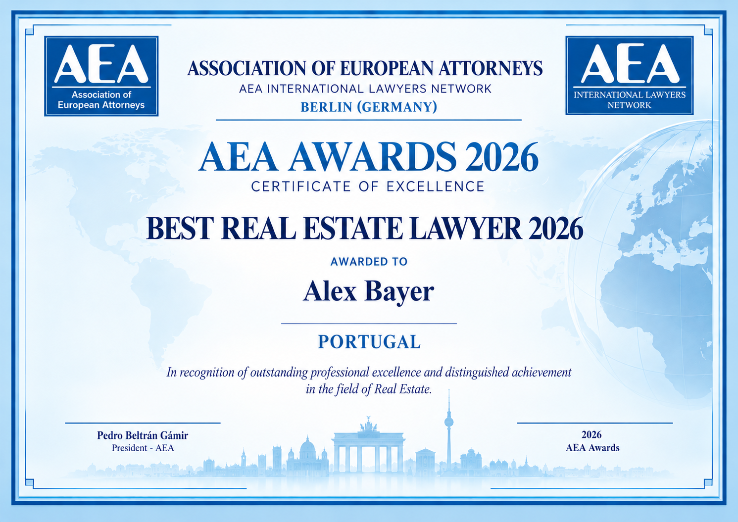 AEA Awards 2026 — Best Real Estate Lawyer 2026 — Alex Bayer